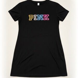 Black Tee Dress with Multicolor 'PINK' FASHION Logo